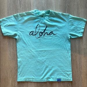 Aloha Graphic Tee in Mint Green